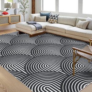 Washable Area Rug, Modern Striped Floor Carpet, No-Shedding Non-Shedding Non-Slip Abstract Mat for Nursery Office Living Room Apartment Bedroom - 1 of 4