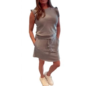 Women's Ruffle Short Sleeve Sweatshirt Top - Hem & Thread - 1 of 4