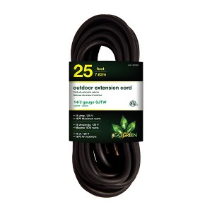 GoGreen Power (GG-13825BK) 14/3 SJTW Outdoor Extension Cord, Black, 25 ft - 1 of 4