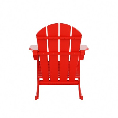 Red Plastic Outdoor Rocking Chair with Arms, 35" High