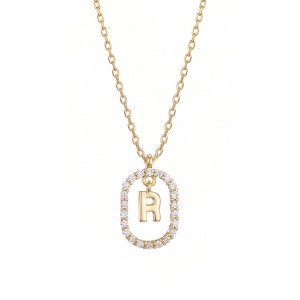 Adornia 14k Gold Plated Floating Letter CZ Frame Necklace - 1 of 2