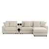 114''W Corduroy L-Shaped Sectional Sofa with Bluetooth Speakers, USB Charger, Cup Holders and Ottoman - ModernLuxe - 2 of 4