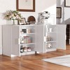 31 in. Tall Wood Grain Storage Cabinet in White, Storage Organizer with 2 Rattan Weave Doors for Bedroom Living/Dinning Room - 3 of 4