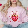 Coquette Strawberry Hearts Watercolor - Women's Graphic Sweatshirt - 3 of 4