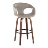 LumiSource Set of 2 Curva Barstools Walnut Wood/Light Gray PU - 2 of 4