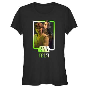 Juniors Womens Star Wars: Tales of the Jedi Count Dooku and Qui-Gon Jinn Duo T-Shirt