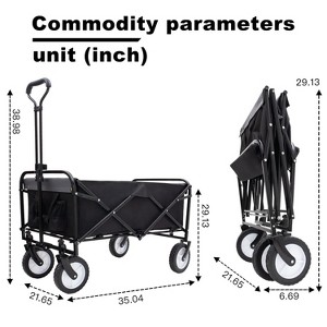 CAVINAS Heavy-Duty Folding Wagon Cart, Shopping Cart with Strapping System & Waterproof Liners, Wagon for Camping, Shopping, Sports - 1 of 4