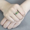 Slickblue Three-Stone Peridot Ring, Stainless Steel Women’s Engagement Ring, Round Green Gem Accents, Sizes 5-10 - 4 of 4
