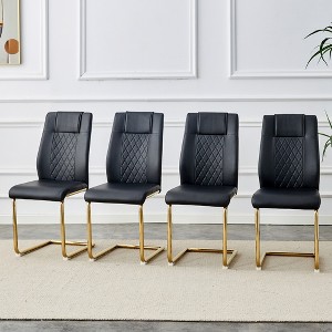 Modern Dining Room Chairs With Metal Legs Upholstered PU Leather High Back Chairs For Kitchen Dining Room Living Room Pack Of 4 - 1 of 4