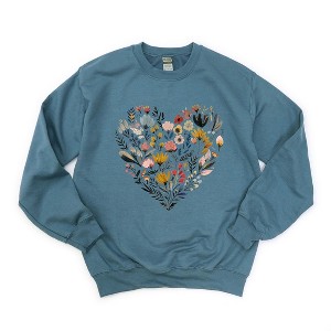 Simply Sage Market Women's Graphic Sweatshirt Heart Floral - 1 of 4