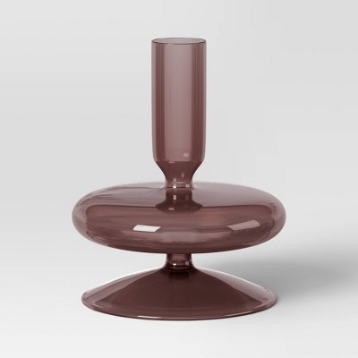 Small Modern Glass Taper Holder Pink - Threshold™: 4-Inch Stand for Tabletop Decor
