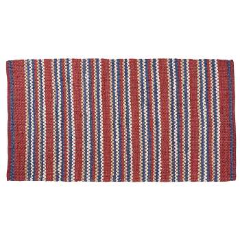 Park Designs Red and Blue Stripe Chindi Rag Rug 3 ft X 5 ft