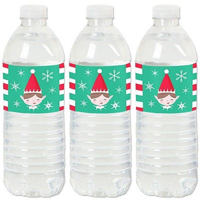 Big Dot of Happiness Elf Squad - Kids Elf Christmas and Birthday Party Water Bottle Sticker Labels - Set of 20