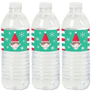 Big Dot of Happiness Elf Squad - Kids Elf Christmas and Birthday Party Water Bottle Sticker Labels - Set of 20 - 1 of 4