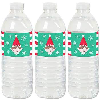 Big Dot of Happiness Elf Squad - Kids Elf Christmas and Birthday Party Water Bottle Sticker Labels - Set of 20