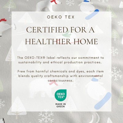 Twin Gray Cotton Flannel Sheet Set with Polar Bear Print