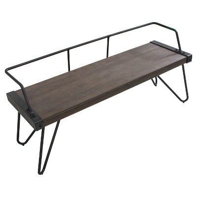 Stefani Slim Frame 51'' Walnut Antique Metal Entryway Bench