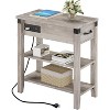 End Table with USB Ports and Outlets, Flip Top Side Table Narrow Bedside Table with Drawer - 3 of 4