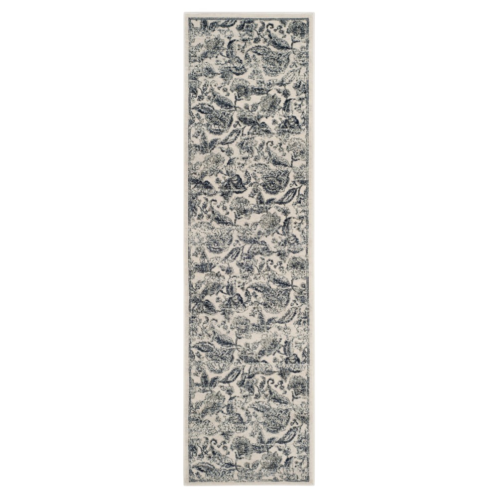 Light Cream Floral Loomed Runner 2'3inx8'