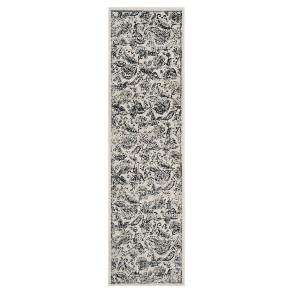 Light Cream Floral Loomed Runner 2'3inx8' - Safavieh