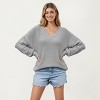 Anna-Kaci Women's V-Neck Relaxed Fit Knit Sweater with Long Sleeves - 3 of 4