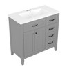 TIRAMISUBEST 36" Bathroom Vanity with Sink Combo, Bathroom Cabinet with 5 Drawers, Solid Frame and MDF Board Bathro, Green - 4 of 4