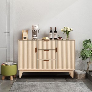 Sideboard Cabinet - Grooved Design, Adjustable Shelves, Large Storage Space, 47 Inch Contemporary and Traditional Style Buffet Cabinet - 1 of 4