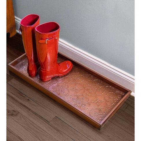 Medallion Raised Edge Rectangle Rubber Boot Tray