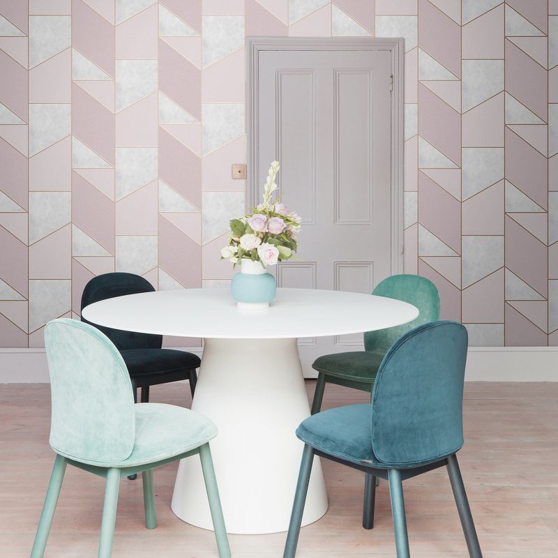 Color Block Geo Pink and Rose Gold Geometric Paste the Wall Wallpaper, 2 of 5