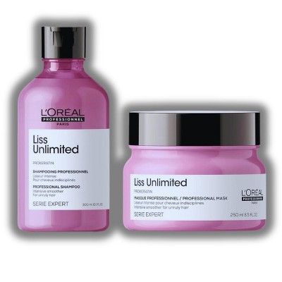 L'Oreal Serie Expert LISS UNLIMITED Prokeratin Intensive Smoother Shampoo (10.1 oz) & Liss Unlimited Mask (8.5 oz) Loreal Duo Set Kit