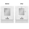 Amanti Art Mirror Makeover Bathroom Mirror Frame Border Kit - Fully Assembled Peel and Stick Frame - Mirror NOT Included - Cabinet White Narrow Trim - 3 of 4