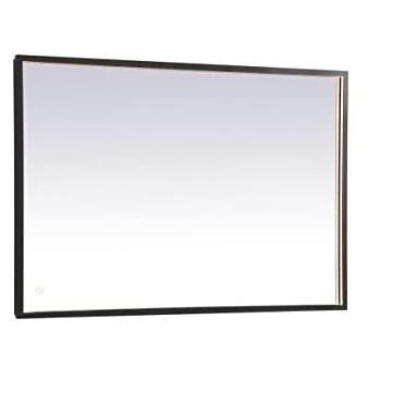 Elegant Lighting Pier 27x30 inch LED Mirror with Adjustable Color Temperature 3000K/4200K/6400K in Black