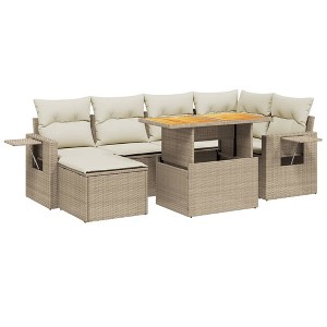 vidaXL Garden Sofa Set Beige, Cream White - 1 of 4