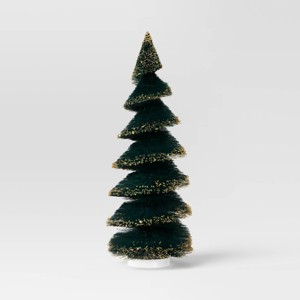 16" Christmas Spiral Sisal Tree Deep Green/Gold Glitter - Wondershop™ - 1 of 3