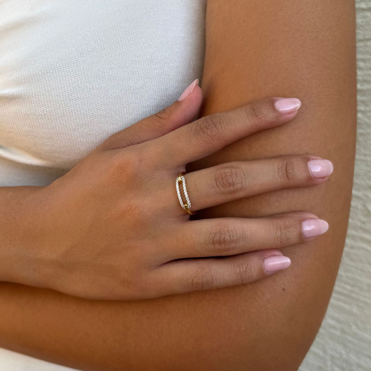 Adornia 14k Gold Plated CZ Link Ring - thumbnail 2