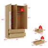 FUFU&GAGA Wooden Wardrobe with Mirror & Modular Storage: Drawers + Top Cabinets, Tailored for Bedroom & Dorm - 4 of 4