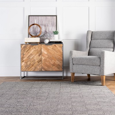 Gray Geometric Tufted Wool 10' x 14' Area Rug