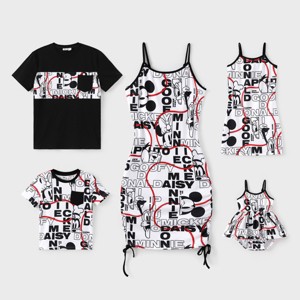 PATPAT Family Matching Outfits Disney Mickey and Friends T-Shirts Short Sleeve Graffiti Print Daddy and Son Matching Shirts - 1 of 4