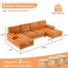 Karl Home |110 in. W Pillow Top Arm 3-Piece U-shaped Chenille Sectionals in Beige - 2 of 4
