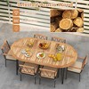 Tangkula 9 PCS Patio Dining Set Table w/ Acacia Wood Top & Umbrella Hole Metal Frame - 4 of 4