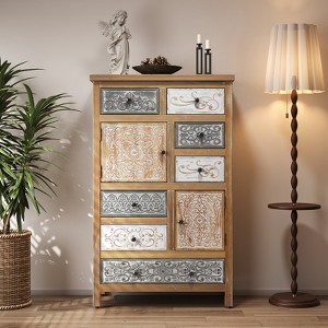 GDFStudio Mavi 27.76'' Vintage Wooden Accent Chest with 6 Drawers and 2 Doors - 1 of 4