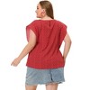 Agnes Orinda Women's Plus Size Summer Chiffon Floral Polka Dots Round Neck Blouses - 4 of 4