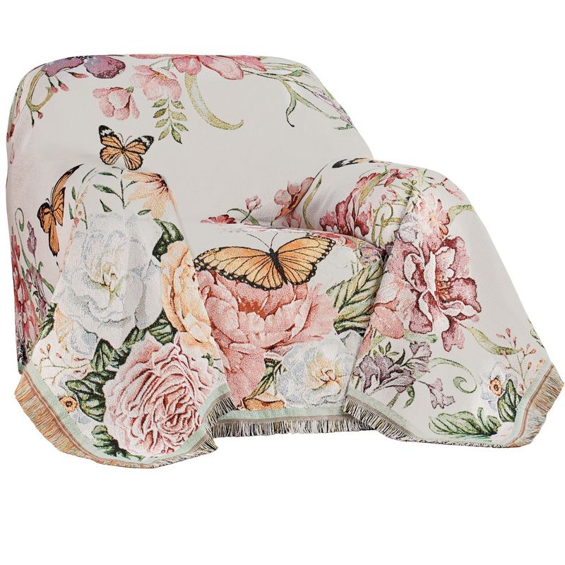 Collections Etc Floral Butterfly Tap Furnthrow, 1 of 3