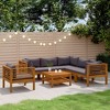vidaXL Patio Dining Set Outdoor Dining Set Chair with Cushions for Garden - Dark Gray 3x Corner 2x Middle Armchair Table - 2 of 4