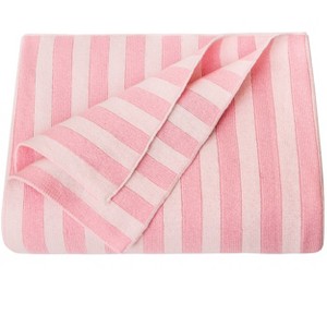 Cotton Cable Knit Stripe Baby Blanket, Super Soft Toddler Blanket, 30 × 40 Inches - NTBAY - 1 of 2