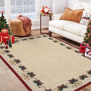 Christmas Runner Rug Solid Non-Slip Washable Christmas Kitchen Rug Holiday Decor Carpet for Dining Room Nursery Office - 1 of 4