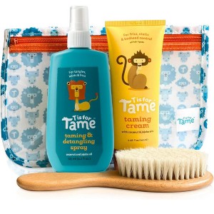 T is for Tame - Natural Taming Cream, Detangling Spray & Natural Bristle Brush for Frizz, Flyaways & Static, Safe for Babies and Kids, 3 ct. - 1 of 4