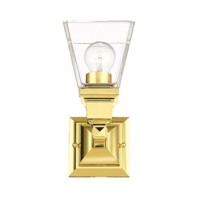 Polished Brass Clear Glass Single Light Sconce