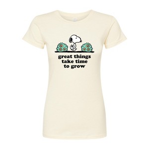Women's - Peanuts - Great Things Take Time To Grow Fitted Graphic T-Shirt - 1 of 4