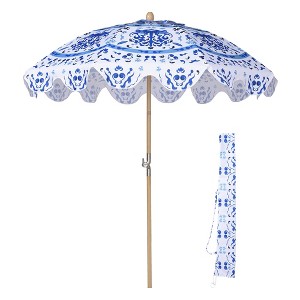 LAGarden Our Beach Portable Umbrella for Sand Beech Wood Pole Carry Bag - 1 of 4